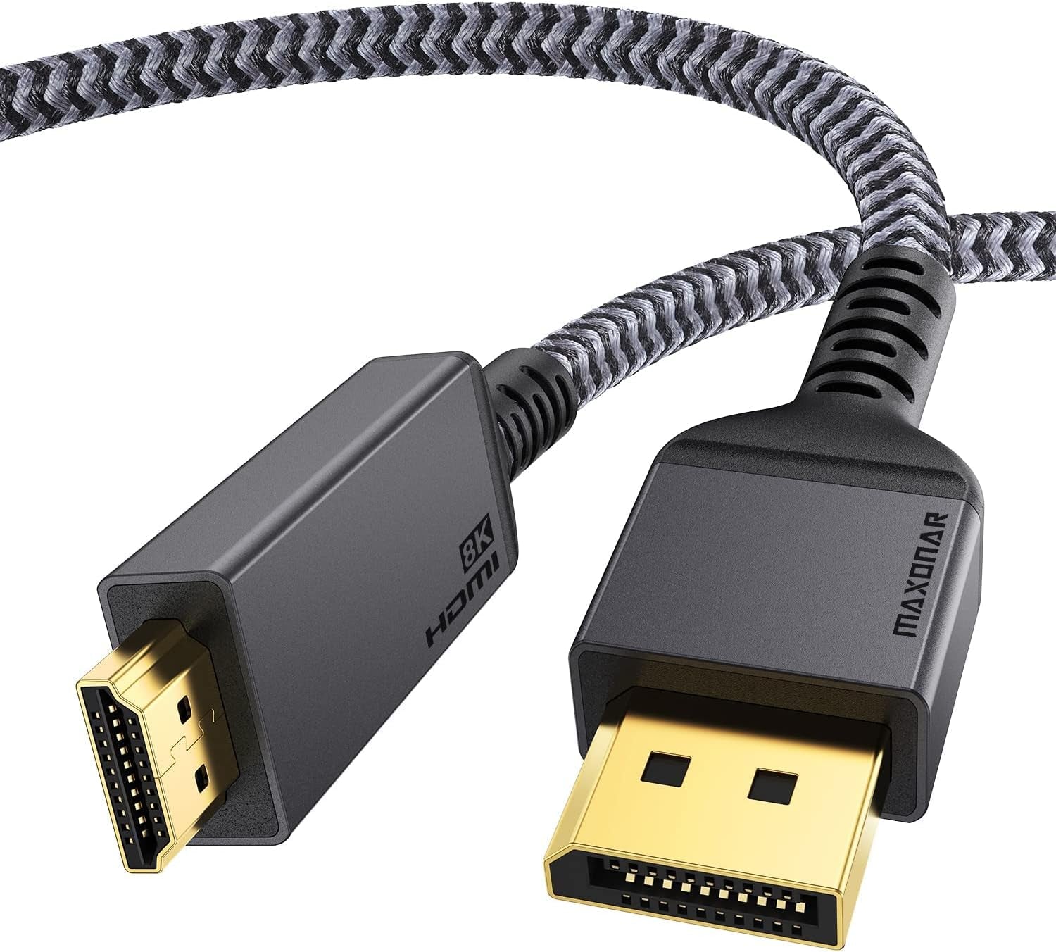 Cavo Displayport Da 1.4 a HDMI 2.1 8K, DP a HDMI Lead 2M,[Shell in Alluminio,Treccia in Nylon] Uni-Direction,8K@60Hz 4K@120Hz,Compatibile Con Pc/Laptop,Monitor,Hp,Dell,Gpu,Amd,Nvidia