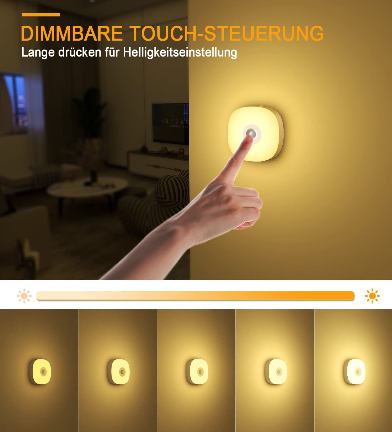 Luce Notturna Dimmerabile, Ricaricabile USB, 5 Luminosità Continua, Luce Calda E Luce Bianca Con Telecomando, Luce a LED per Camerette, Scale, Corridoio, Camera Da Letto, Cucina