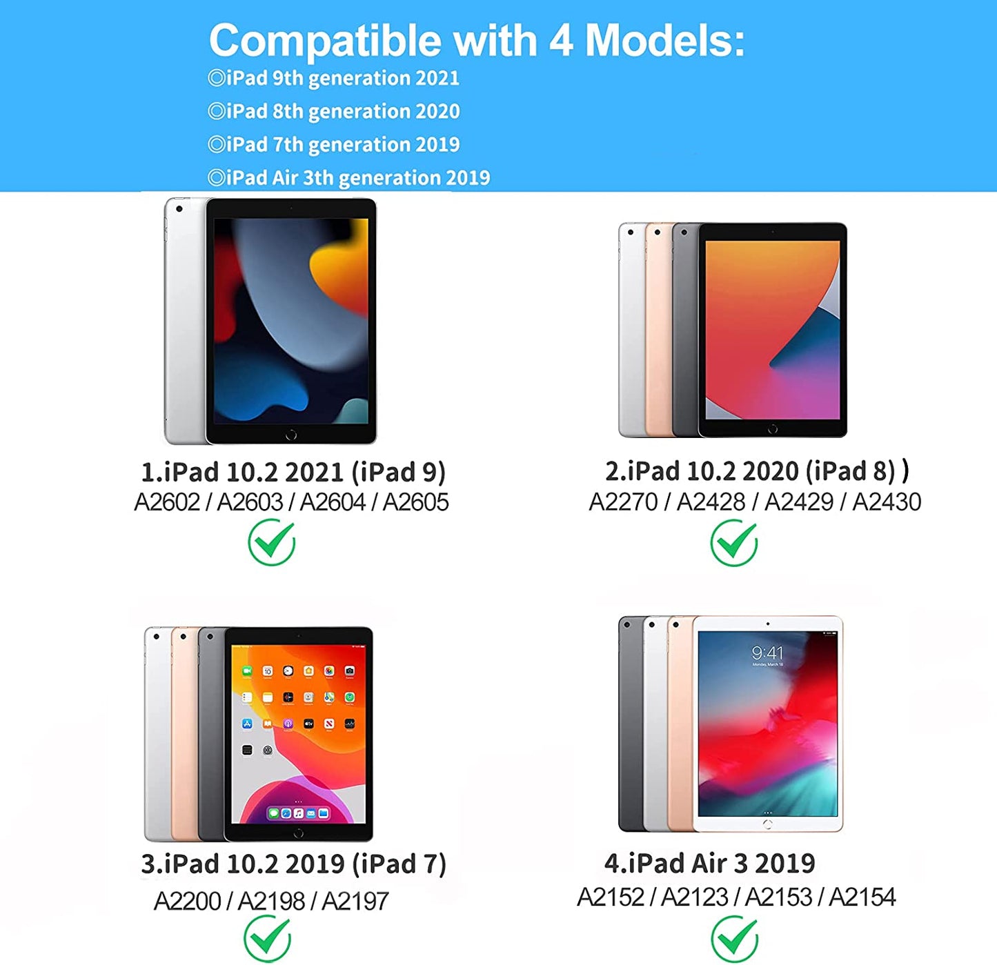 Custodia Con Tastiera Italiano per Ipad 10,2" 9A/8A/7A Generazione, Ipad 10,2" 2021/2020/2019/Ipad Air 3/Ipad Pro 10,5", Bluetooth Wireless Staccabile Magnetica, Nero