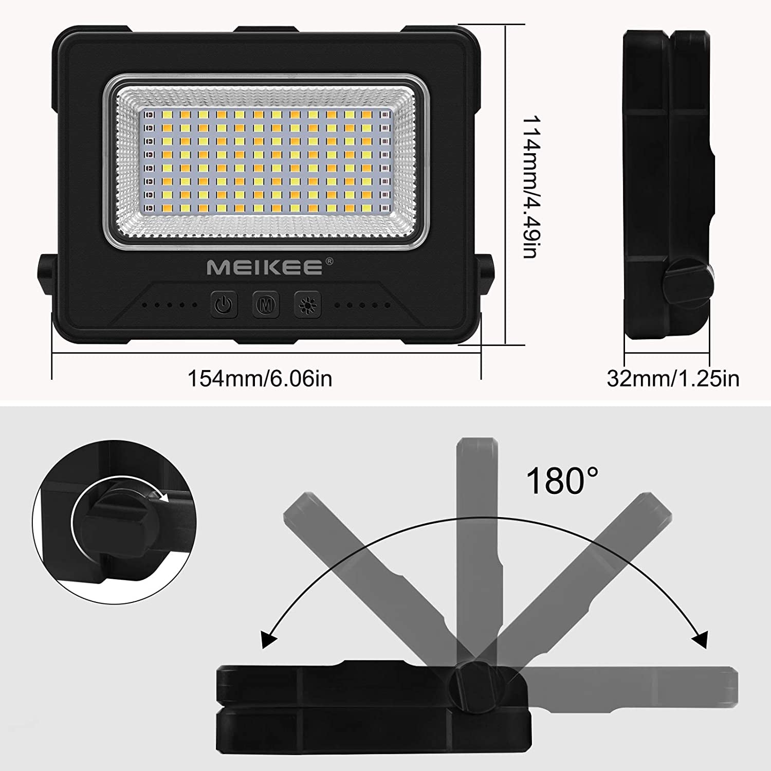EIKEE Faretto Led Ricaricabile, Luce Di Lavoro 1000LM Portatile 3 Colori E 5 Luminosità