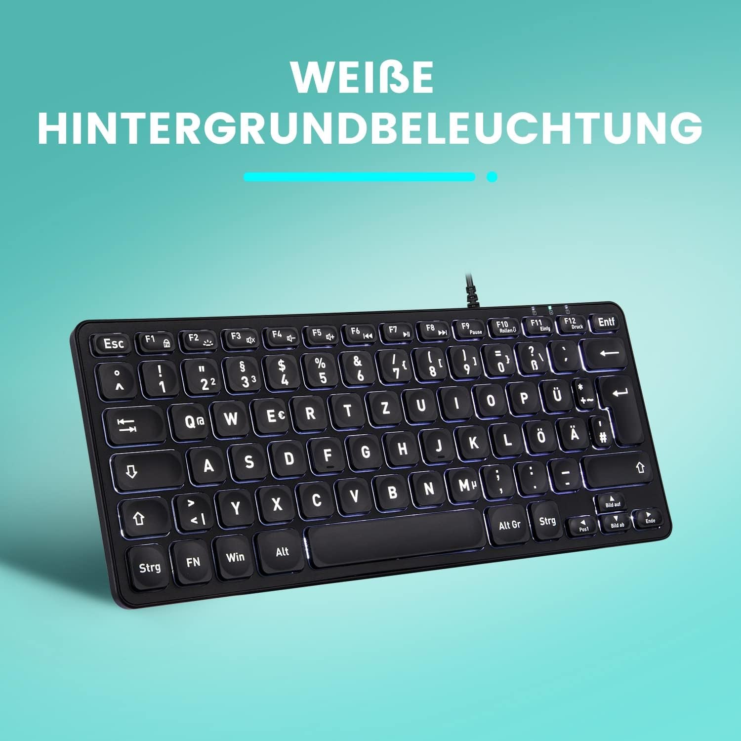 PERIBOARD-332B DE Mini-Tastatur USB Kabelgebunden Hintergrundbeleuchtung - Tastiera