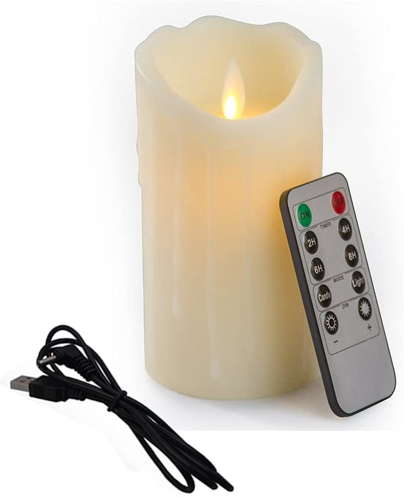 5.9In LED Wickless Candle Wave Tear Shaped Ricaricabile E Ambientale Flickering Candle Con Telecomando