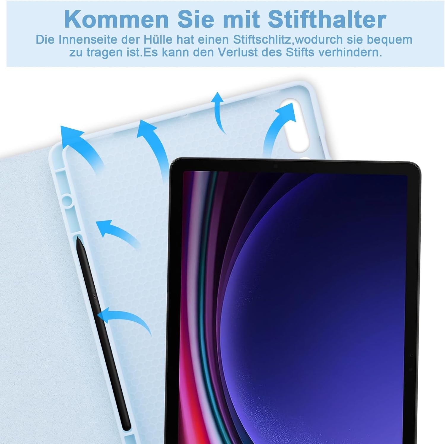 Tastiera Retroilluminata per Samsung Galaxy Tab S9+/S9 plus 12,4" 2023, QWERTZ Tastiera Retroilluminata Rimovibile Con Custodia per Galaxy Tab S9+ 12,4" 2023 (SM-X810/X816/X818), Blu