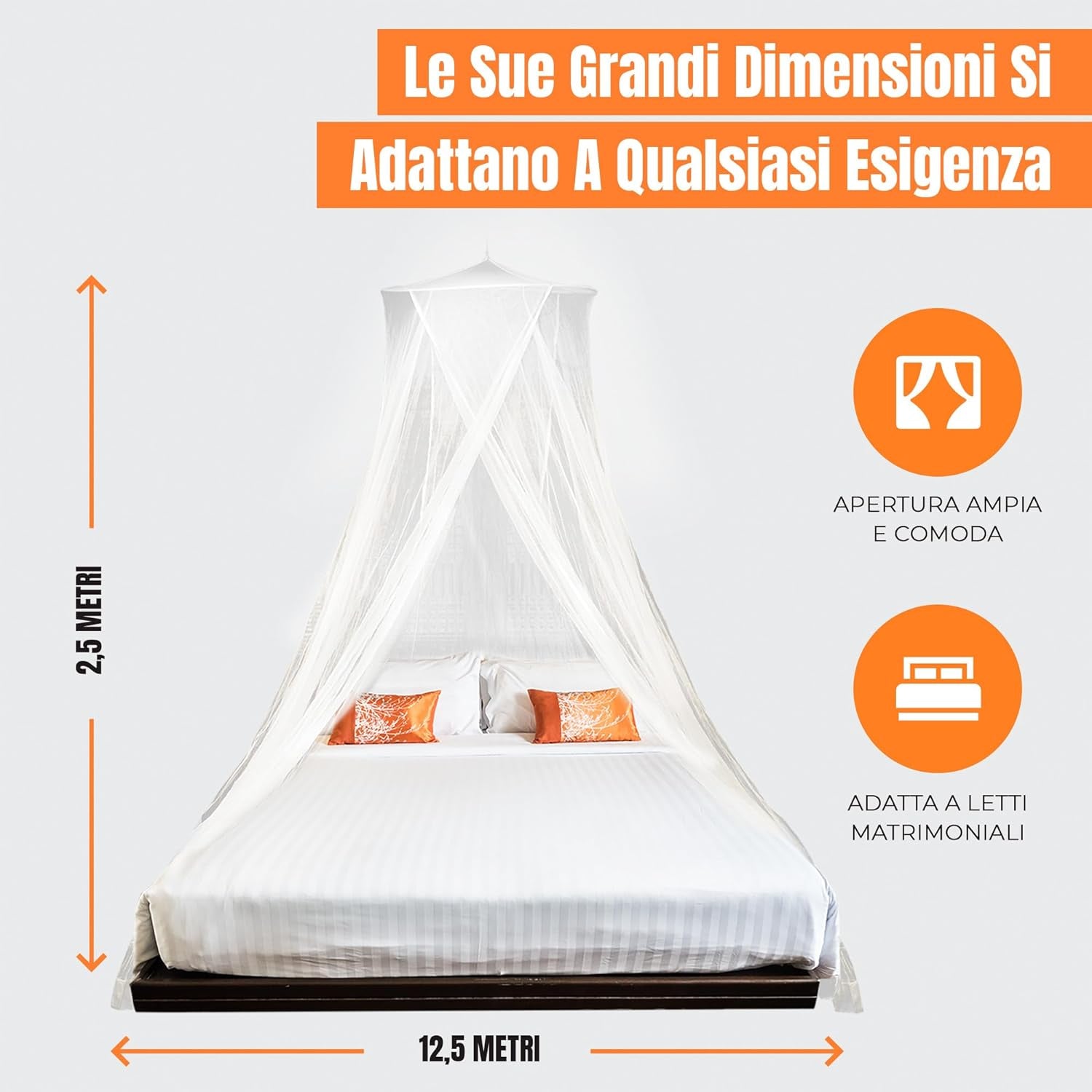 Zanzariera Letto Matrimoniale XL, Zanzariera Da Letto Matrimoniale a Baldacchino, Culle O Amache, Zanzariera per Letto Matrimoniale Con 2 Aperture, Contro Mosche, Vespe E Altri Insetti