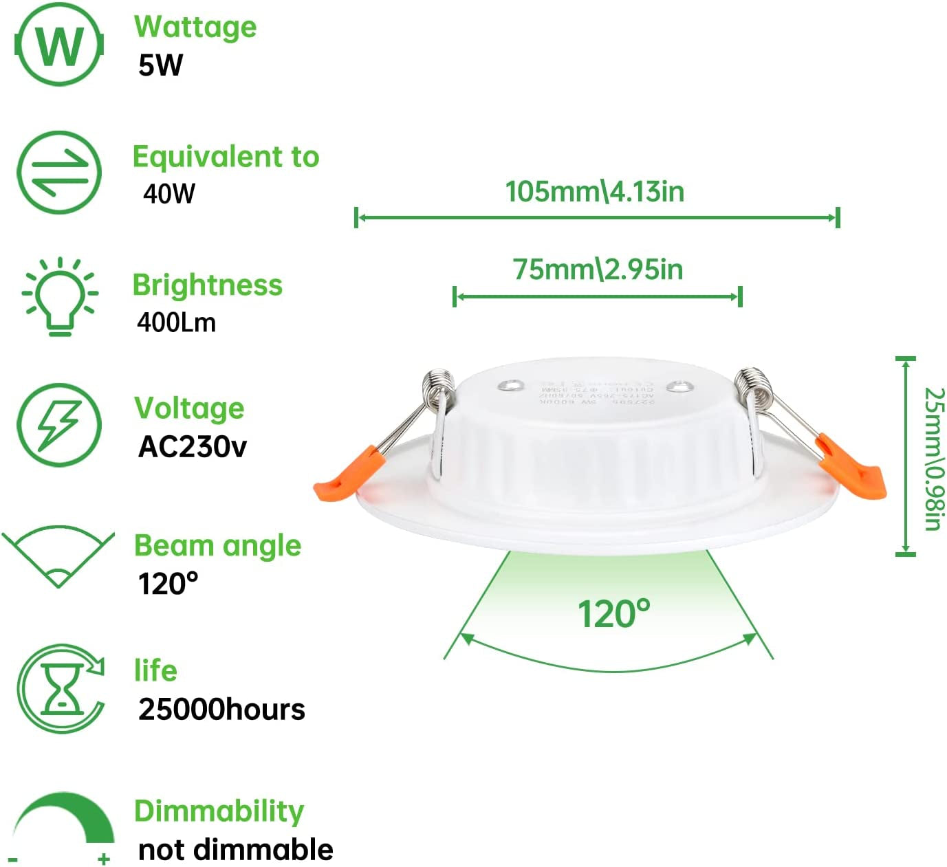 Faretti Led Da Incasso per Cartongesso,5W Equivalenti a 50W,Luce Bianca Fredda 6000K Luci Ultrasottili Da Soffitto per Cartongesso Da Interno,Rotondo Métal,Slim Downlights,Foro Φ75-95Mm,Set Da 30