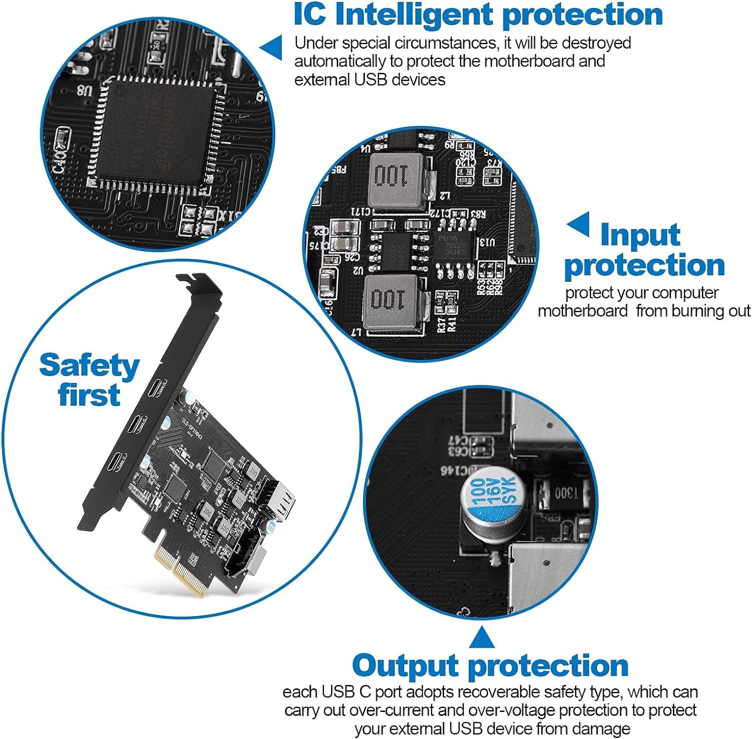 Scheda Di Espansione USB C Pcie 5 Porte, Pcie 4X a USB 3.2 Gen2 10Gpbs Con 3 Porte USB C E 2 Interne (1X USB A, 1X USB Type E a Key 20 Pin) PCI-E a USB Express Card Front Panel Adapter per PC Desktop