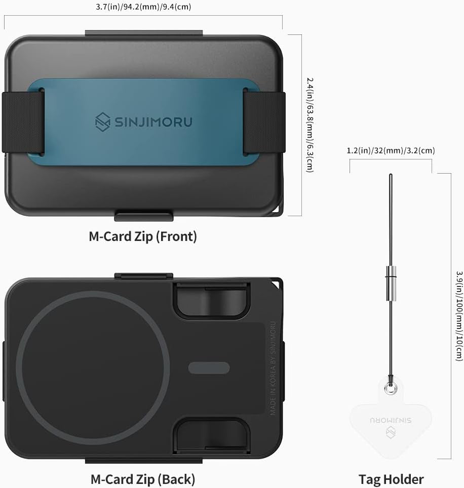 Sicuro Portafoglio Magnetico Con Supporto E Impugnatura, Portafoglio per Cellulare Stick on Con Supporto per Presa Telefono per Iphone 12/13. M-Card Zip Blu