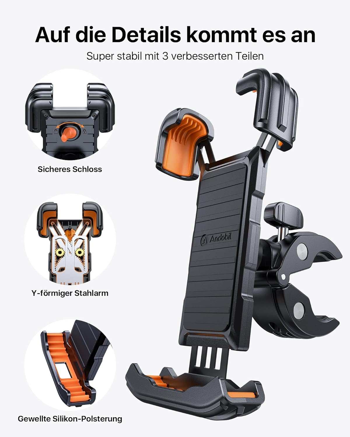 Supporto per Cellulare per Bicicletta [Protezione Completa & Anti-Shak] 2021 Patent Design Supporto per Cellulare Moto Universale Girevole a 360° Supporto Da Bicicletta per Iphone 12/11