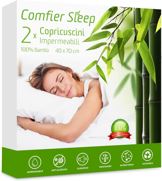 Copricuscino Impermeabili 40X70Cm Traspiranti Set 2 Ipoallergenici, Anti-Acari, Anallergica Con Cerniera Realizzata in Bambù Al 100% Federa Cuscino 40X70 Anti-Batteri Copricuscini Letto