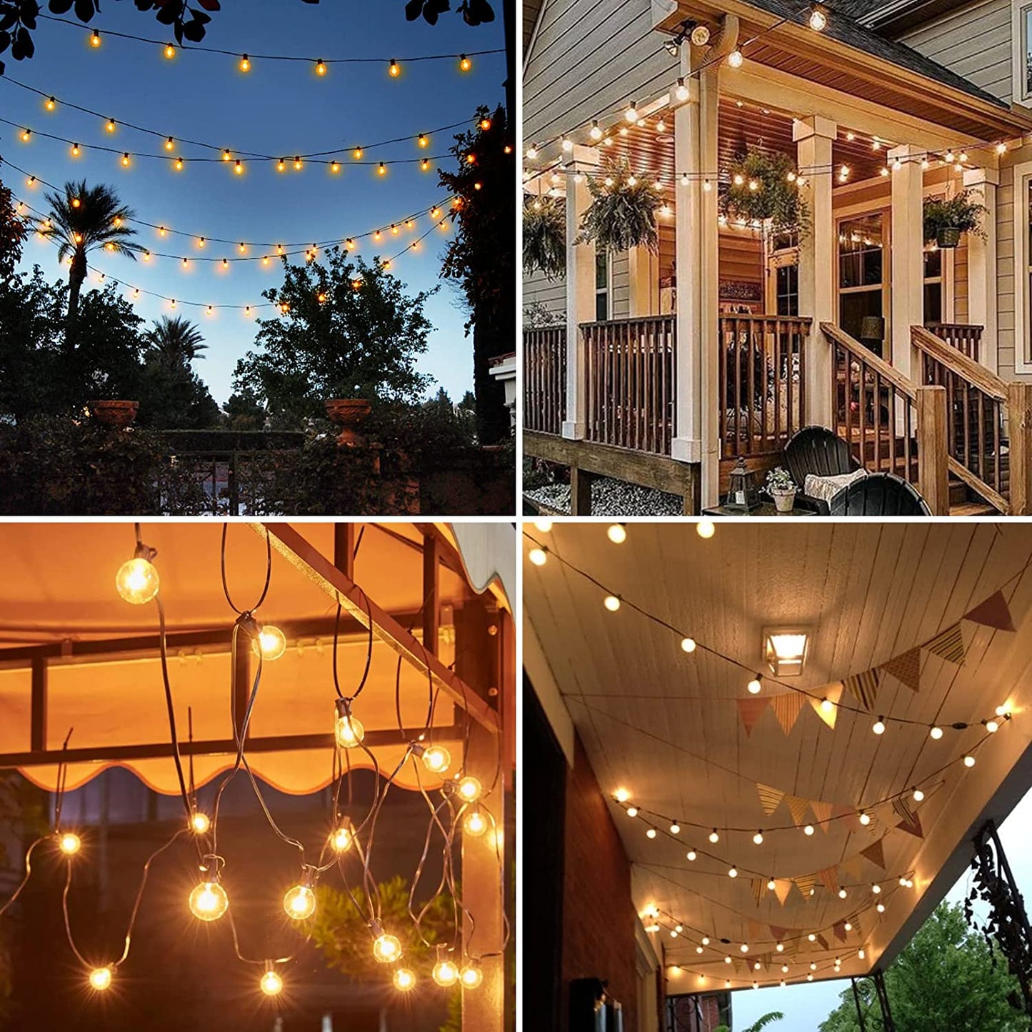 Catena Luminosa Esterno Solare, 18M Luci Stringa Da Esterno Con 30+2 Lampadine LED G40 Bianco Caldo 4 Modalità, Impermeabile IP65 Luci Natale Solare Esterno per Patio, Jardin, Balcon, Fête