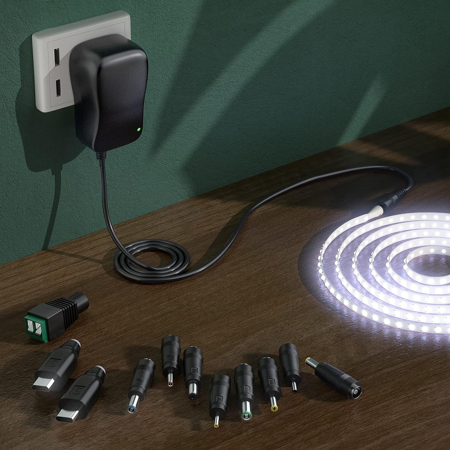6V - 24V 41W Alimentatore Switching Universale per Caricabatterie CA/CC Con Punte CC Da 11 Pezzi, Contiene Spina USB-C per Elettronica Domestica E Strisce LED - 2000 Ma Max