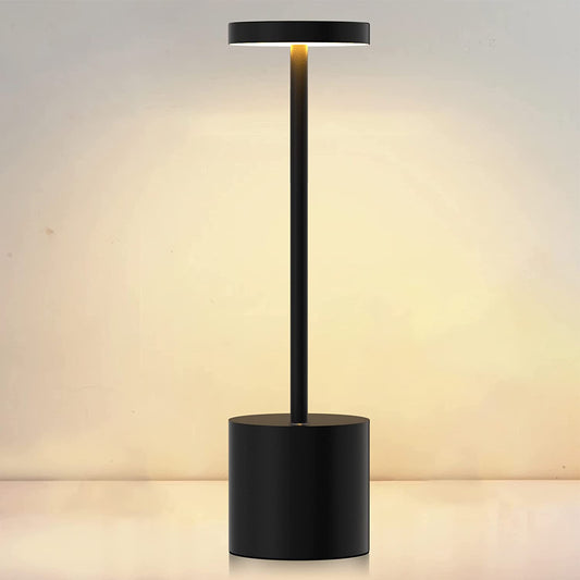 Lampada Da Tavolo Senza Fili, Avere 2 Modalità Di Illuminazione Luce Di Lettura Dimmerabile, LED Lampada Da Scrivania Ricarica USB in Metallo Creativa, per Ristorante/Terrazza/Dormitorio (Nero)