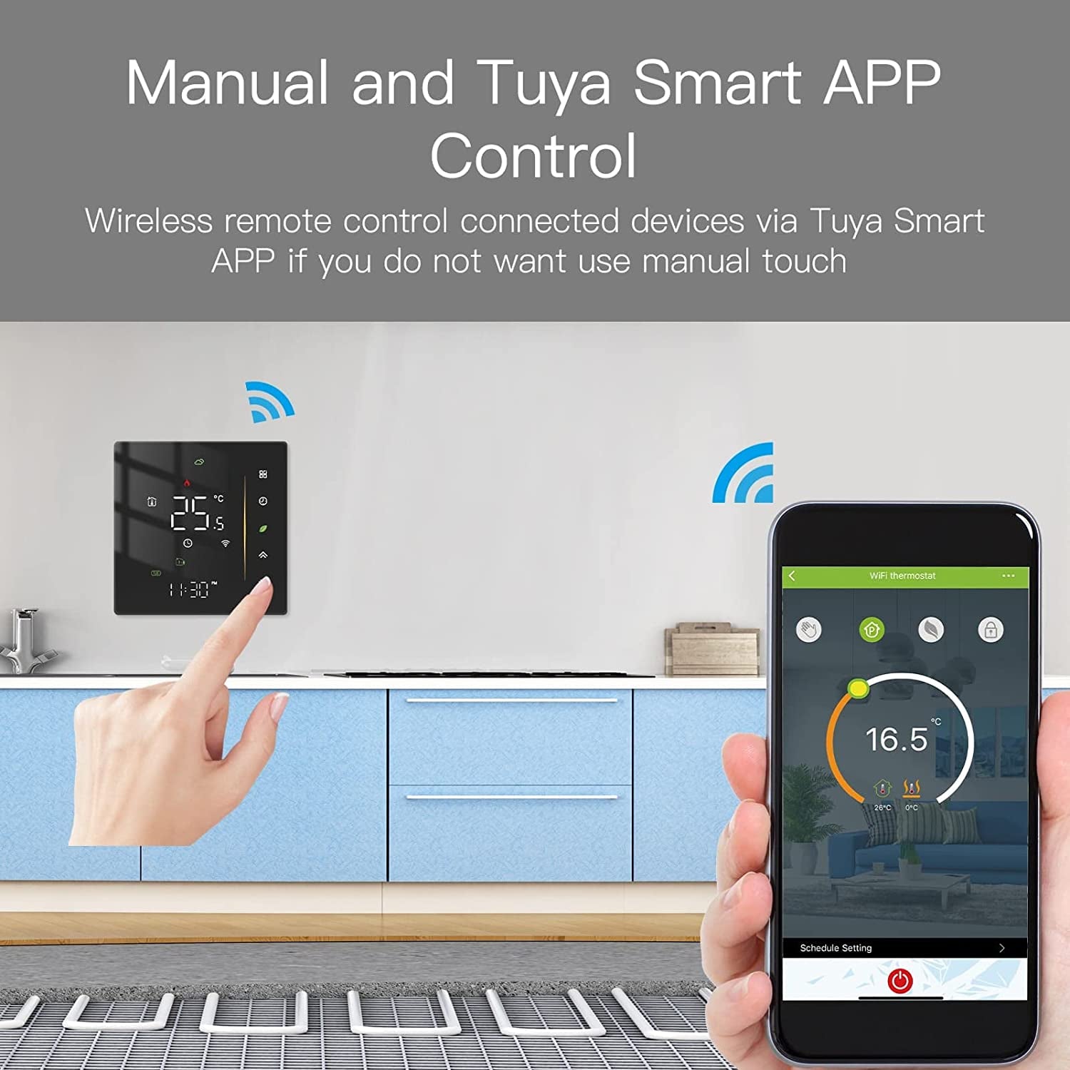 Termostato Wifi Regolatore Di Temperatura Ambiente Programmabile per Caldaia a Gas Temperatura Umidità Tuya/Smart Life APP Controllo Wireless Alexa/Google Home