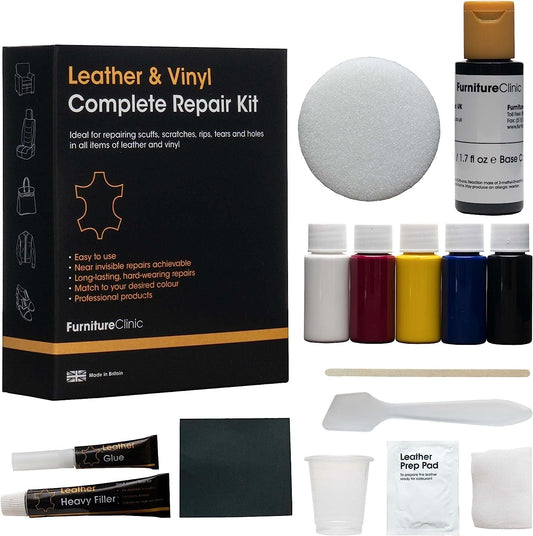 Kit Completo Di Riparazione Della Pelle per Divani, Sedili Auto - Adatto a Tutte Le Tonalità Di Pelle - Rattoppa, Riempie E Ritocca Graffi, Strappi E Altre Aree Danneggiate (Crema)