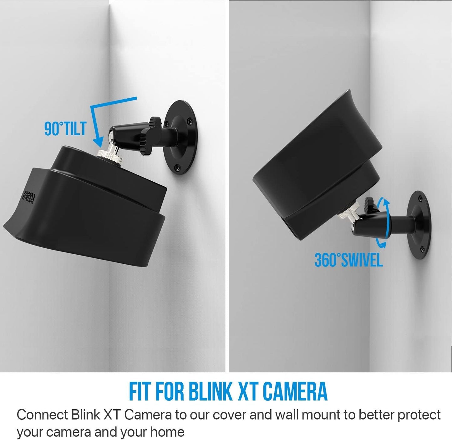 360 Grado Regolabile Staffa Di Montaggio a Parete E Copertura in Silicone Protettiva per Blink XT Interno/Esterno Camera Di Sicurezza (2, Nero)