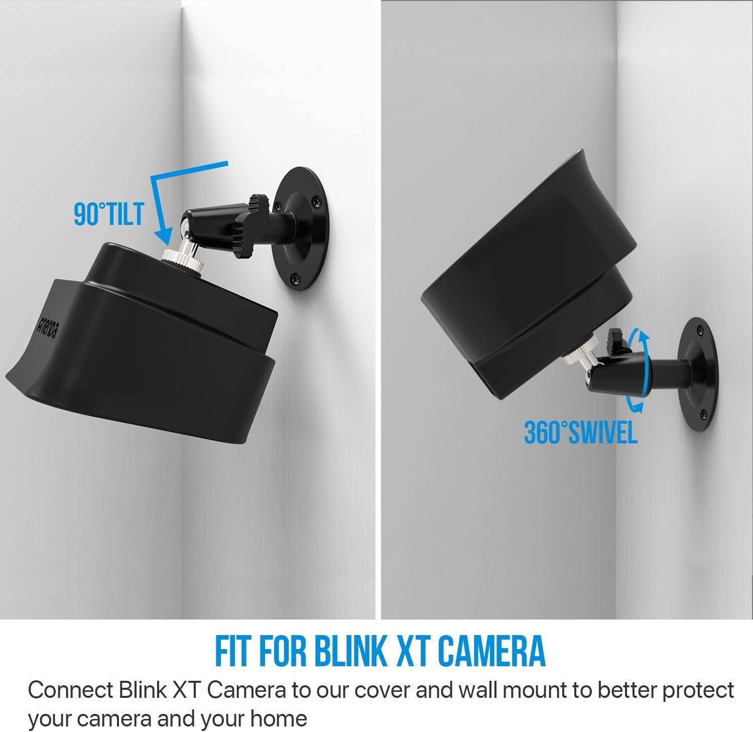 360 Grado Regolabile Staffa Di Montaggio a Parete E Copertura in Silicone Protettiva per Blink XT Interno/Esterno Camera Di Sicurezza (2, Nero)