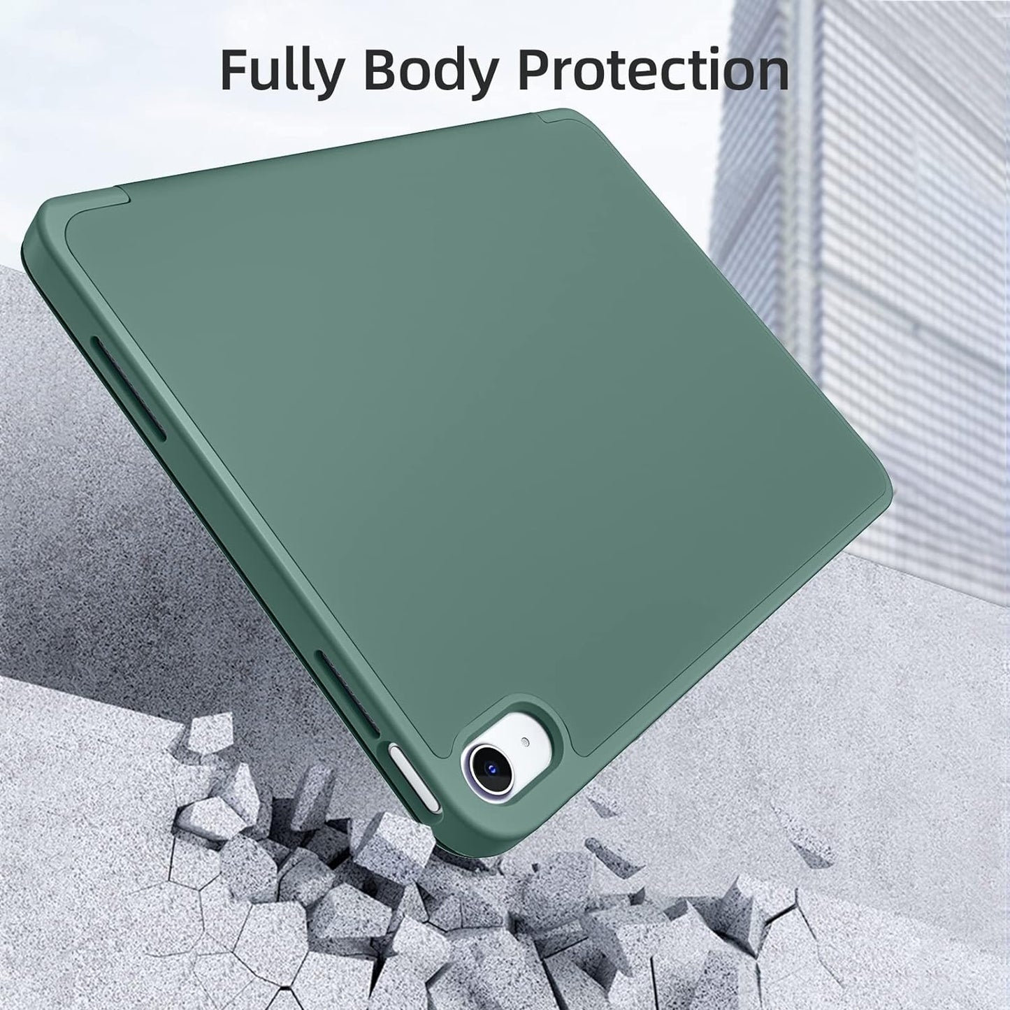 Cover Compatibile Con Ipad Air 5 Generazione 2022/Ipad Air 4 Generazione 2020 10.9 Pollici, Custodia in Supporto Protettivo Con Pencil Holder - Supporta La Carica Di Pencil 2Nd Gen, Verde Pino