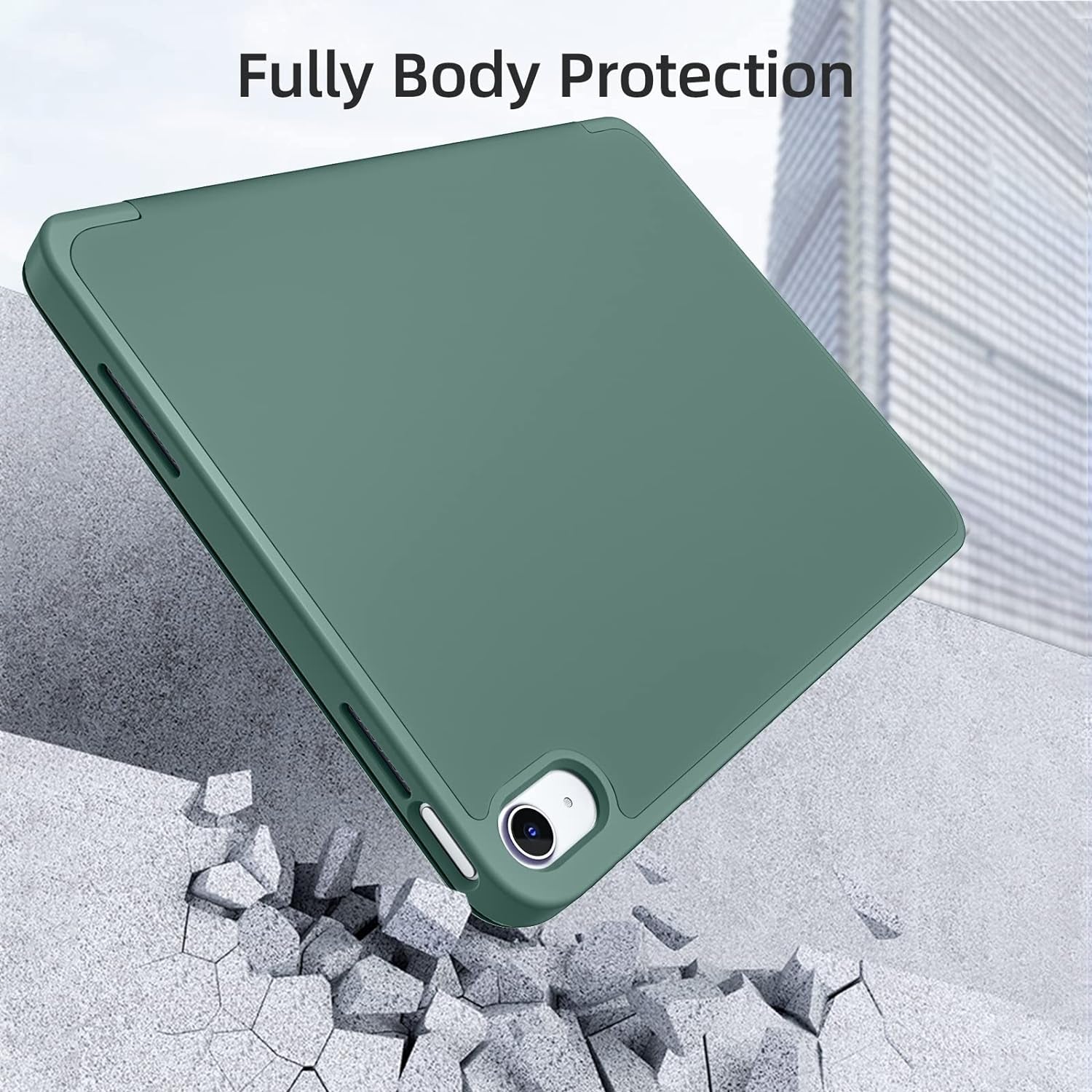 Cover Compatibile Con Ipad Air 5 Generazione 2022/Ipad Air 4 Generazione 2020 10.9 Pollici, Custodia in Supporto Protettivo Con Pencil Holder - Supporta La Carica Di Pencil 2Nd Gen, Verde Pino