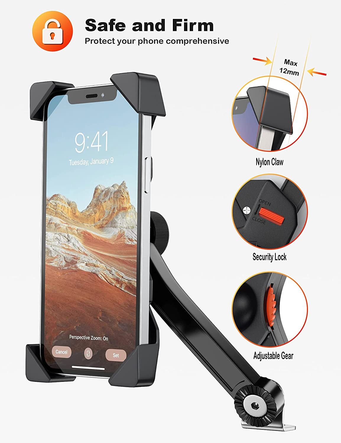 Motociclo Supporto per Smartphone per Telefono Moto Supporti Specchietto Retrovisore Con 360° Rotazione per Smartphone Da 3.5-6.5 Pollici