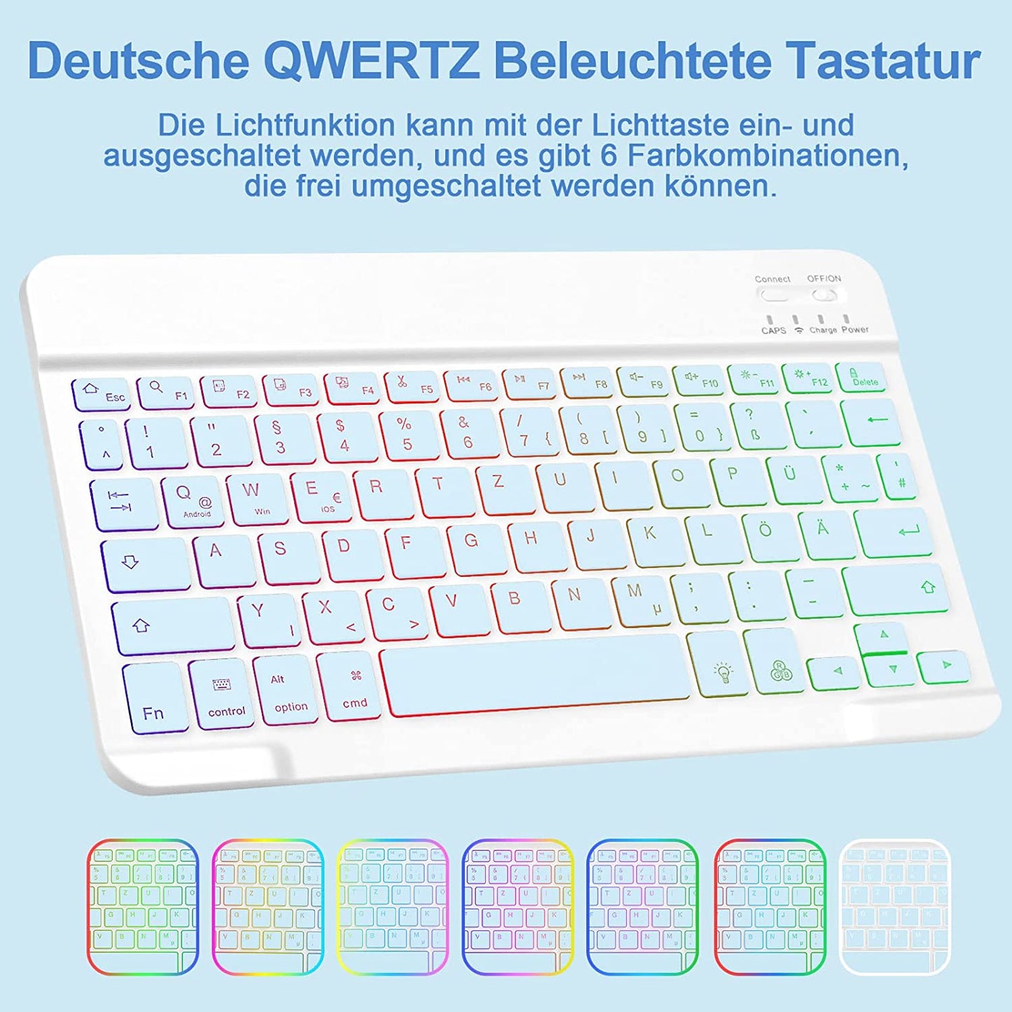 Tastiera Retroilluminata Compatibile Con Ipad 10° Generazione 2022, Layout QWERTZ Magnetico, Tastiera Retroilluminata Rimovibile Con Custodia per Ipad 10° Gen 10,9 Pollici 2022, Blu