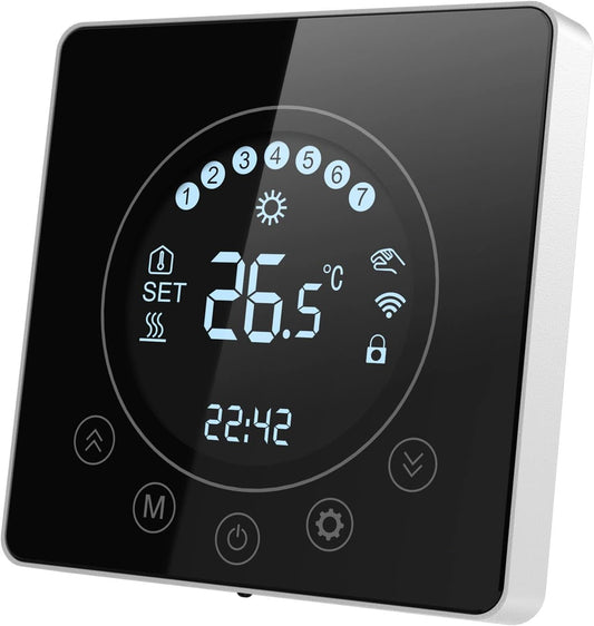 Termostato Intelligente Wifi, Display LCD, Touch Screen, Controllo Programmabile, Compatibile Con Alexa Google Home, Riscaldamento Elettrico a Pavimento per Casa, Scuola, Ufficio, Hotel