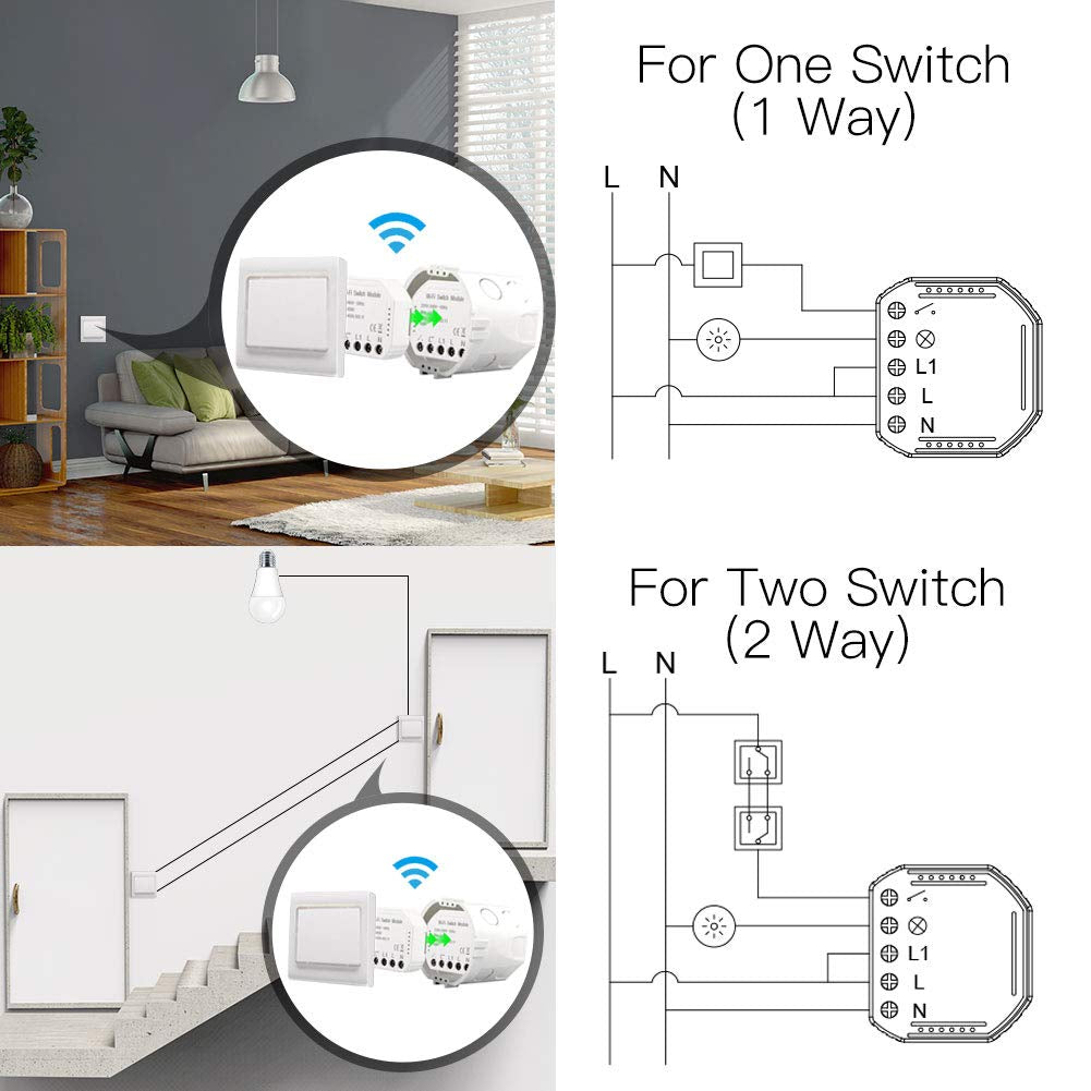 Wifi Smart Light Switch Modulo Interruttore Fai Da Te Smart Life/Tuya APP Telecomando, Funziona Con Alexa Echo Google Home 1/2 Via…