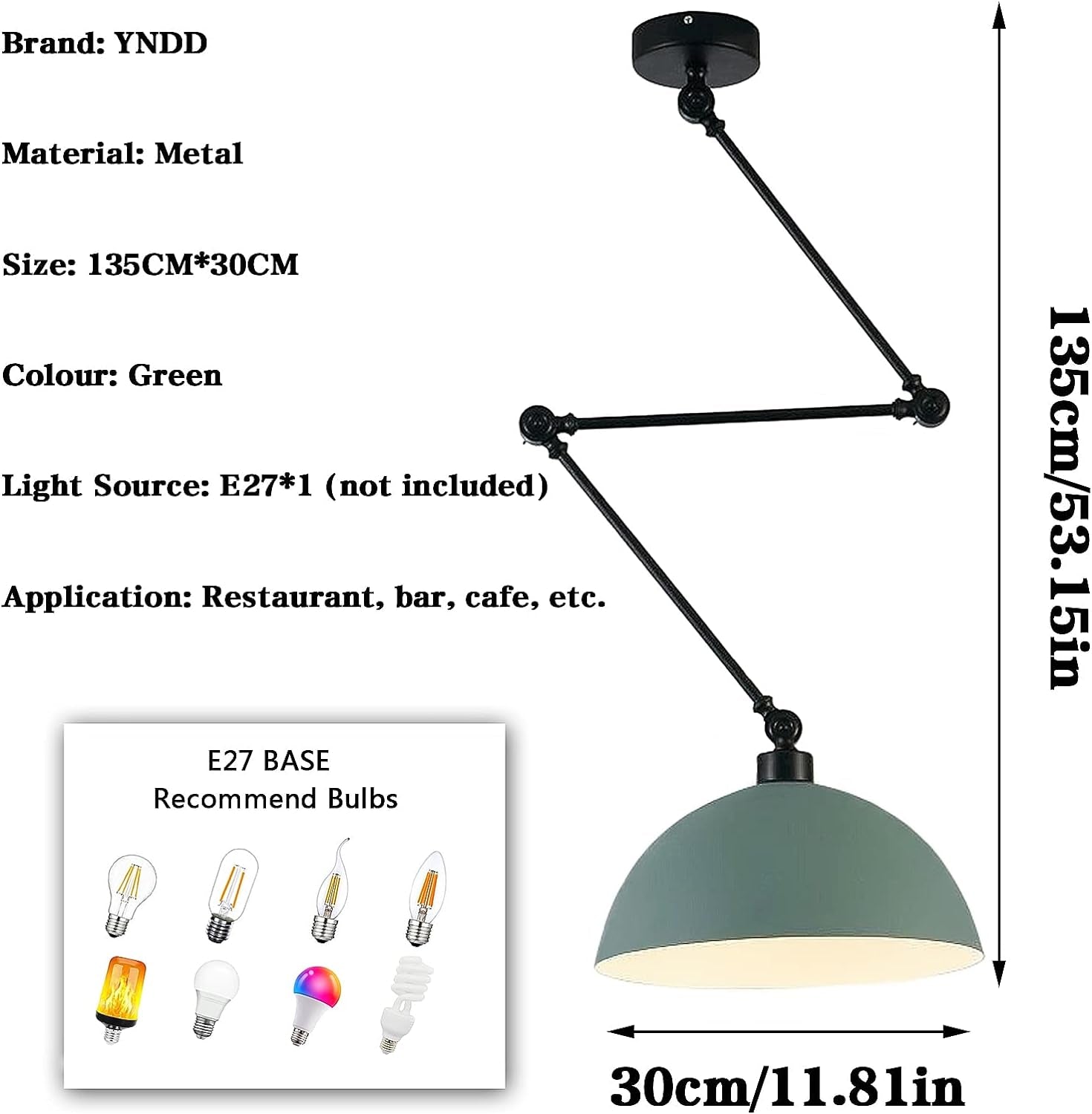 Lampade a Sospensione Moderne, E27 Lampadario a Sospensione Con Braccio Regolabile, Paralume in Metallo, Plafoniera per Soggiorno Sala Da Pranzo Camera Da Letto, Ø30Cm (Grigio)