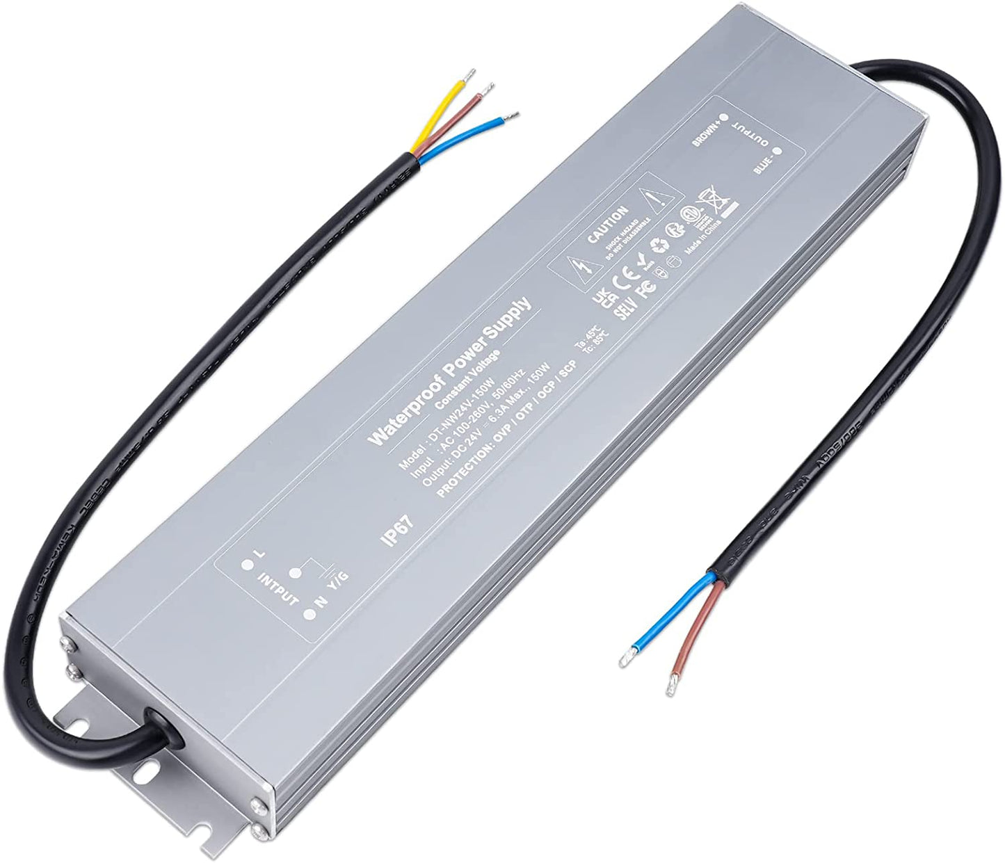 IP67 Impermeabile Trasformatore LED 24V 150W Alimentatore LED 6.25A, Trasformatori 220V a 24V DC Slim Tensione Costante Switching Driver LED, per Striscia LED Lampadine LED G4 GU5.3 MR11 MR16