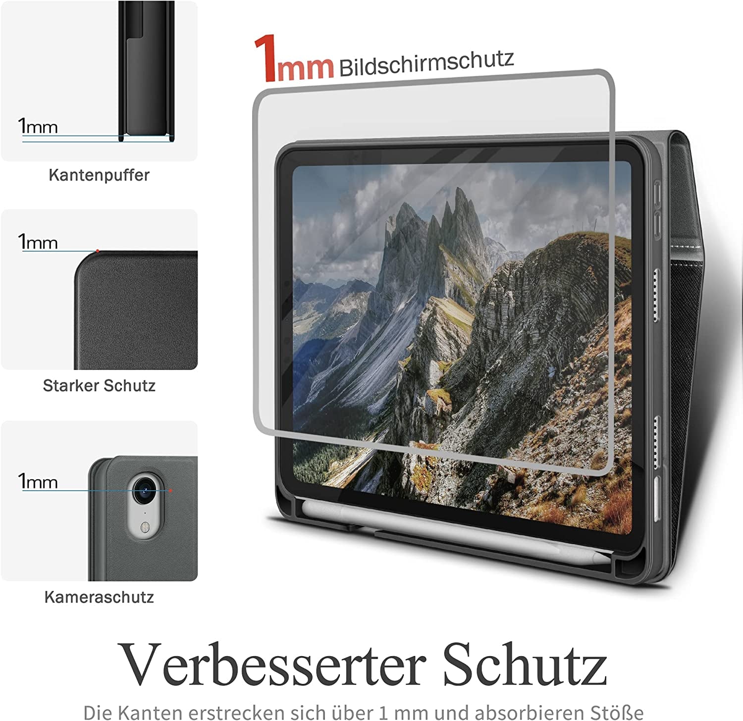 Custodia per Ipad Mini Di 6° Generazione 2021 Da 8,3 Pollici, Con Portapenne, in Pelle Vegana, Con Funzione Sleep/Sveglia E Supporto Versatile