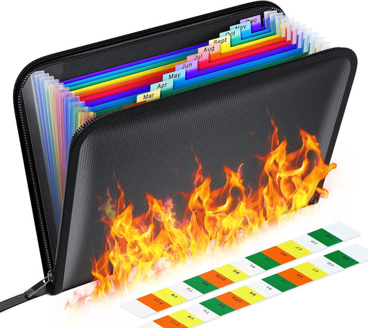 Borsa Resistente Al Fuoco,Bluepower Impermeabile Borsa Con Cerniera Resistente Al Fuoco/Cartella Portadocumenti/Separatori Raccoglitore,A4 Cartelle Porta Document/13 Archivio Tasche Scatole Cartelline