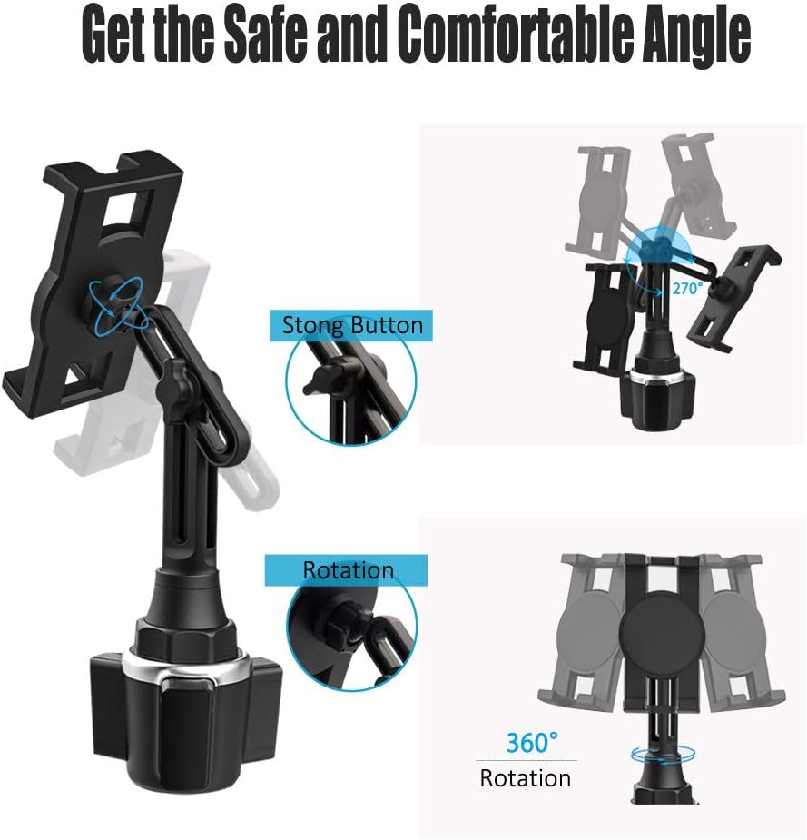 Supporto Tablet Auto Portabicchieri, Porta Tablet & Telefono Tazza Camion Con Braccio Regolabile, per Ipad PRO 12.9 10.5 9.7 Air Mini 5 4 3 2, Samsung Tab, Iphone 12 PRO Max E 4-13 Pollice