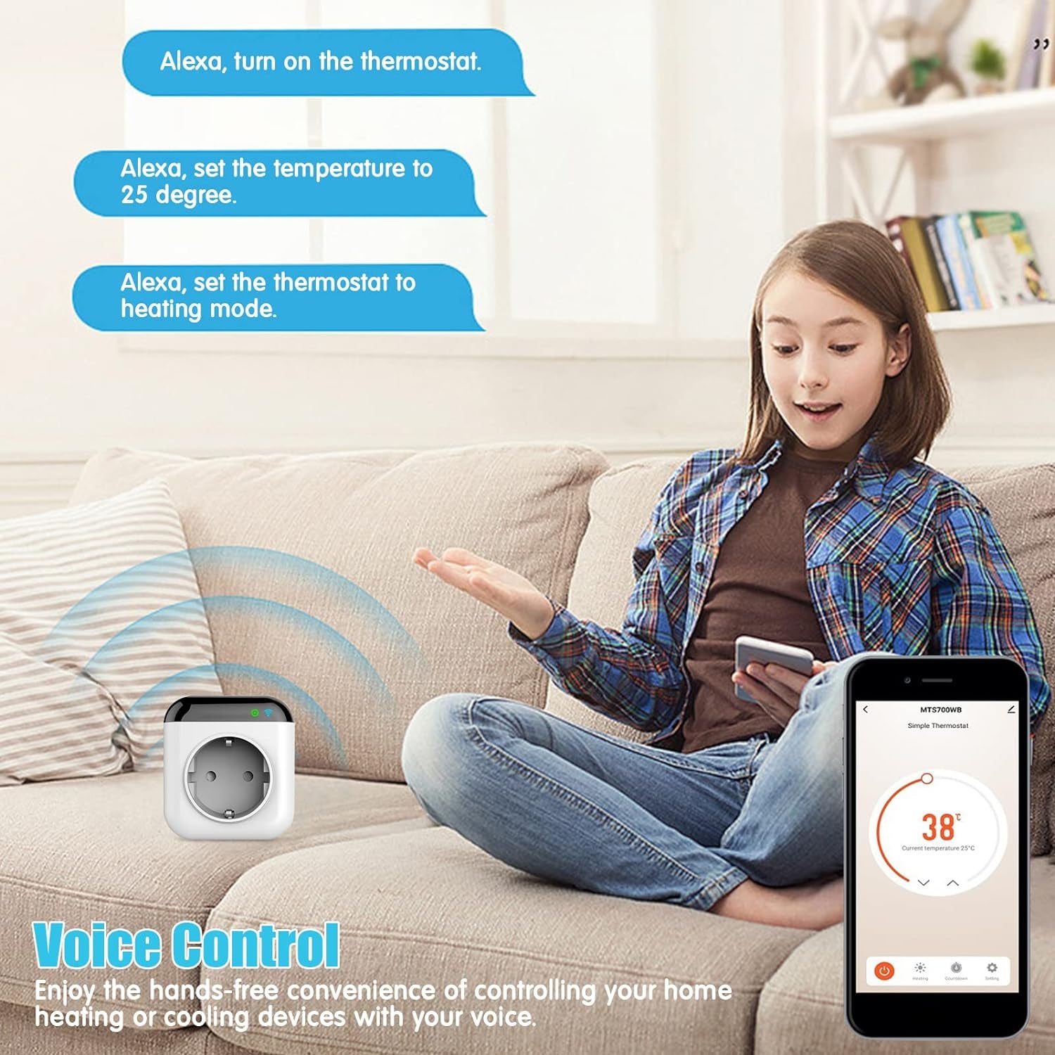Presa Intelligente Wifi 15A Smart Plug, Presa Programmabile Smart WLAN Con Sensore Di Temperatura, Controllo Digitale Wifi, Presa 230 V Con App, Compatibile Con Alexa E Google Assistent