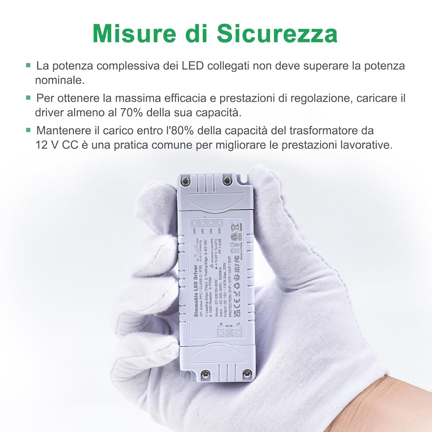 Trasformatore LED 12V 20W Dimmerabile, Triac & 0-10V&1-10V & PWM & Resistenza Da 100K, Alimentatore 12V 1.66A Di Tensione Costante, Driver LED AC 220V to DC Trasformatori Di Bassa Tensione