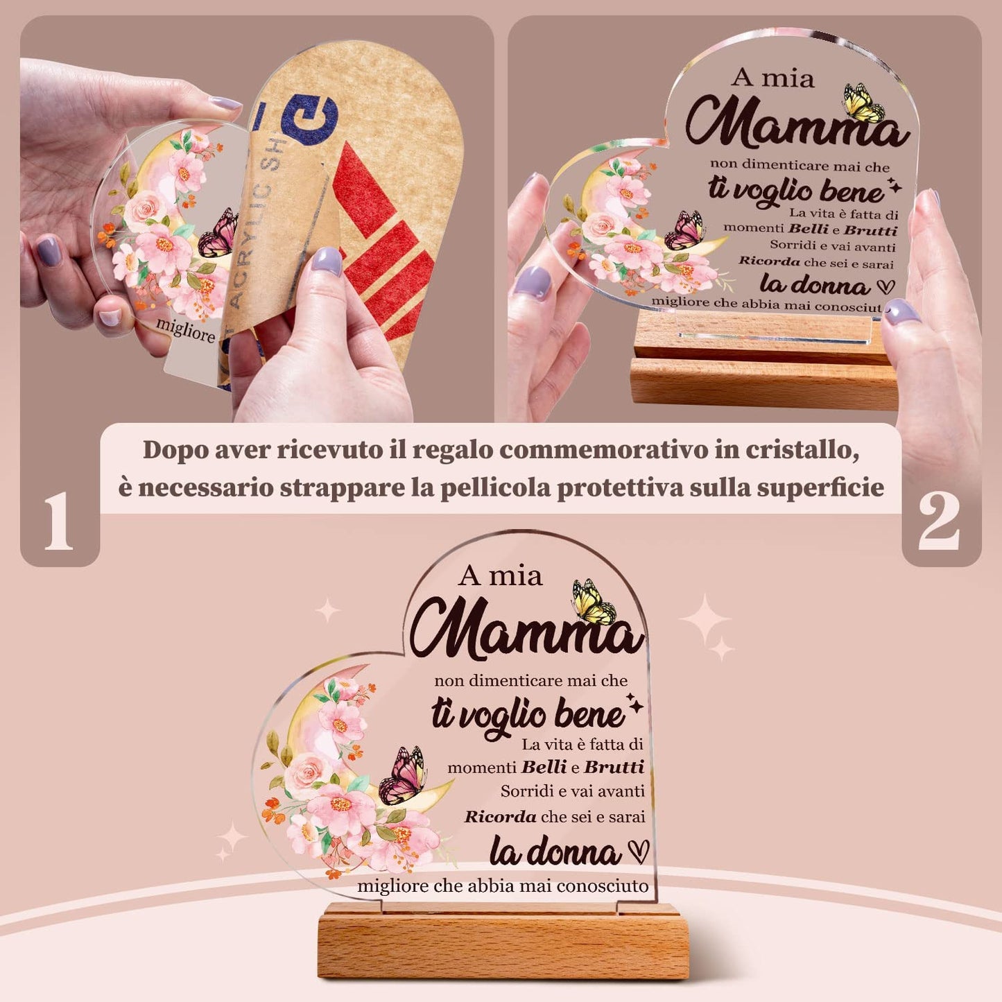 Regalo Mamma Compleanno - Placca Acrilica, Da Parte Di Figlio, Con Belle Frasi, Ringraziamento per Matrigna