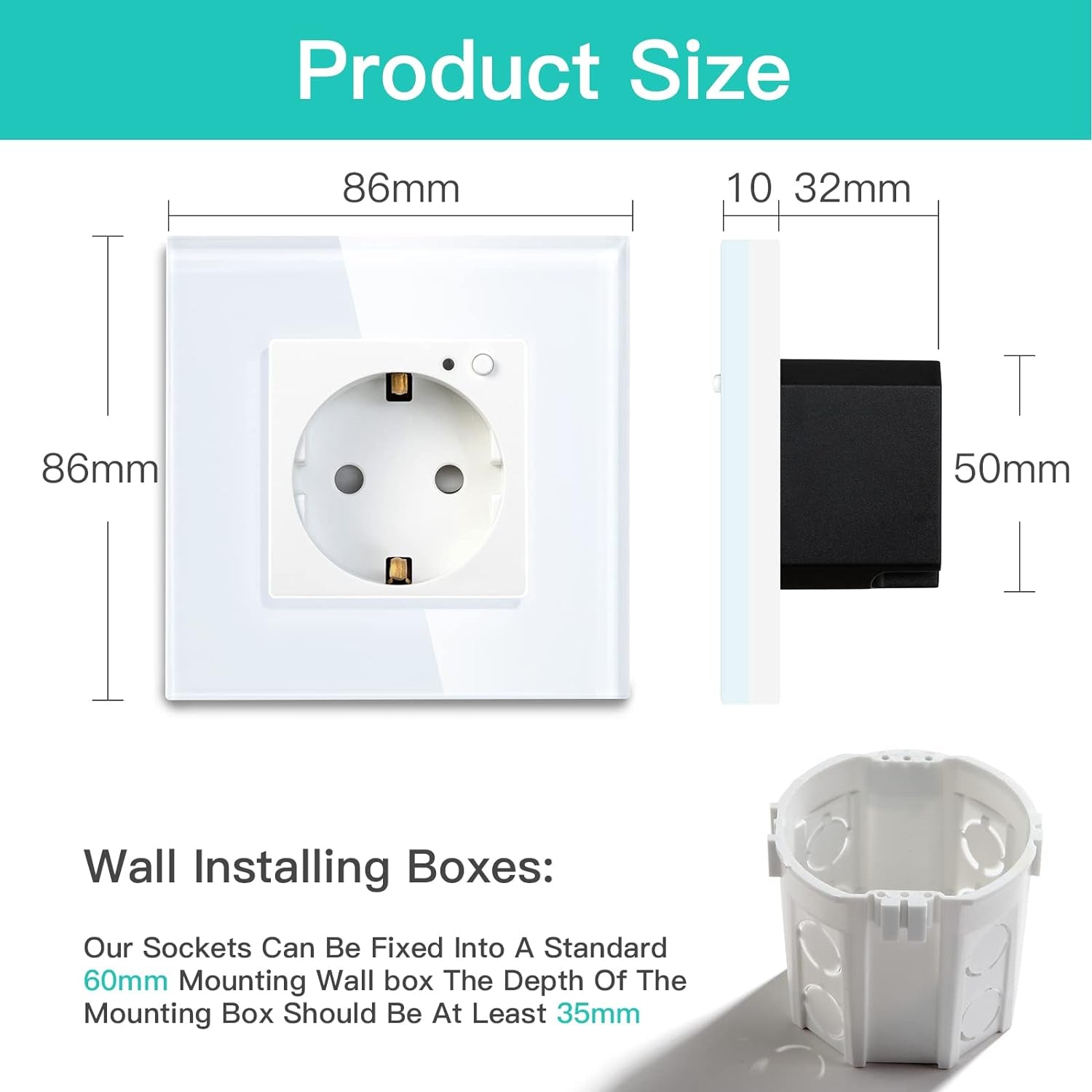 WILD - Interruttore Luminoso Con Presa WIFI Compatibile Con Alexa E Google Home 1/2/3 Velocità 1 Way Interruttore Touch E Presa Smart Eu, Bianco