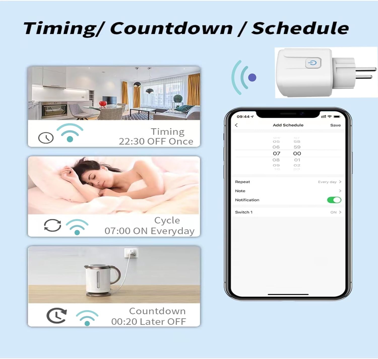 Presa Intelligente Wifi  16A Smart Plug Compatibile Con Alexa E Google Assistant, Smart Outlet Supporto per Temporizzazionev Controllo Vocale Telecomando App