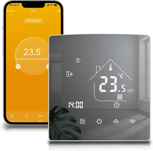 Termostato Wifi Caldaia a Gas, Tuya Termostato Ambiente Parete Smart Programmabile Settimanalmente per Riscaldamento Caldaia a Gas/Acqua Compatibile Con Alexa, Google 3A TGR85WIFI-WPB