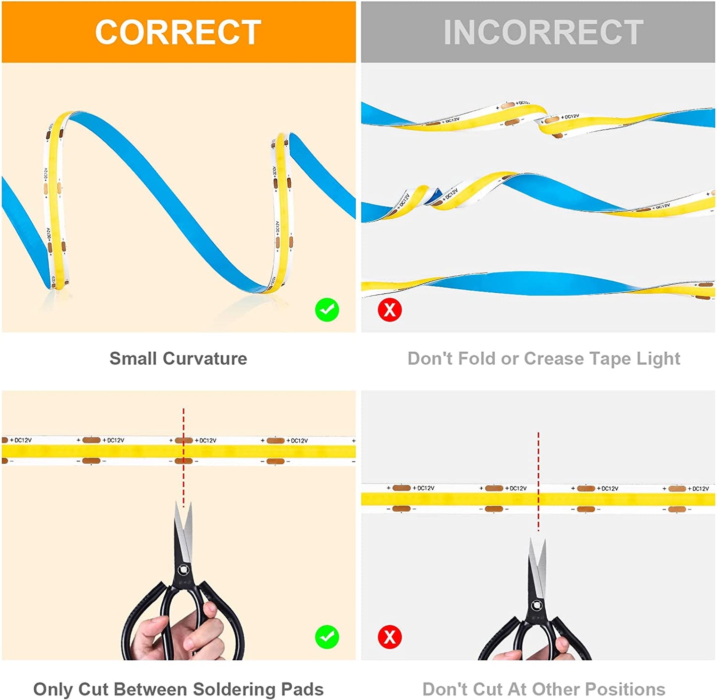 Striscia LED FCOB COB COB Da 12 V, Luce Bianca Calda, 5 M, 480 LED/M, Dimmerabile, CRI90 + 3000 K, FOB, Flessibile, per Soggiorno, Camera Da Letto, Illuminazione Interna Fai Da Te