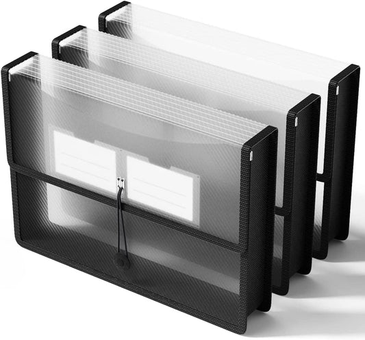 A4 Cartella Di Plastica, Organizer Senza Divisori Con Espansione Di 6 Cm, Etichette E Trasparenze, Chiusura Con Bottone a Pressione, 3 Pz.