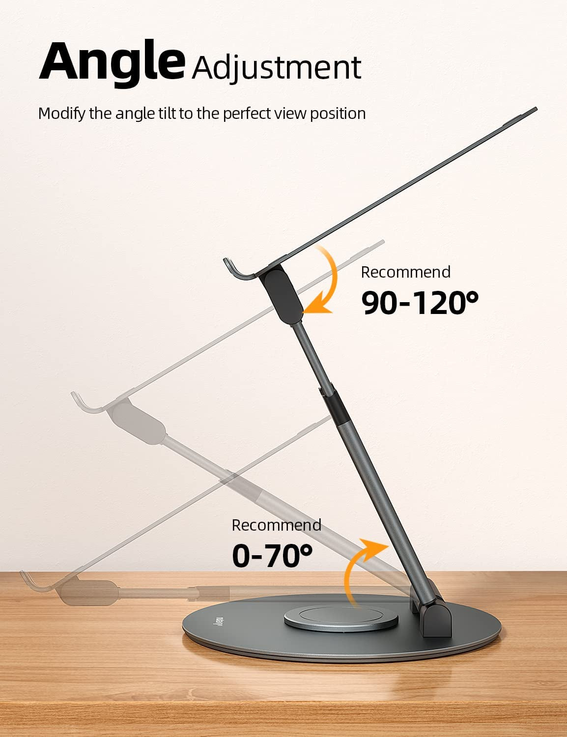 Supporto per Scrivania Regolabile per Computer Portatile Con Base Girevole a 360°, Supporto Ergonomico per Computer Portatile, Adatto per Tutti I Laptop Da 10 a 17 Pollici, Grigio