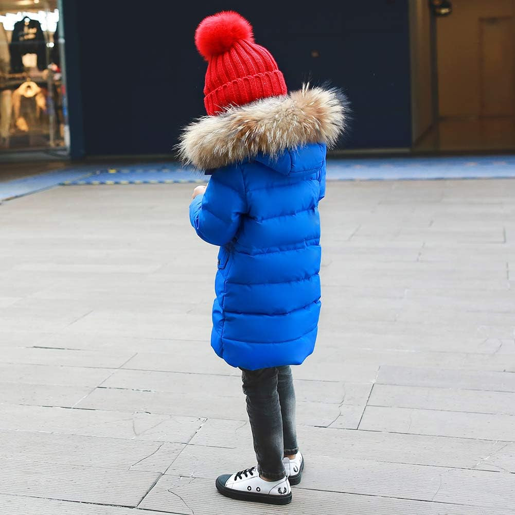 Bambini Ragazzi Inverno Piumino Imbottito Lungo Cappotto Con Pelliccia Cappuccio per 2-12 Anni