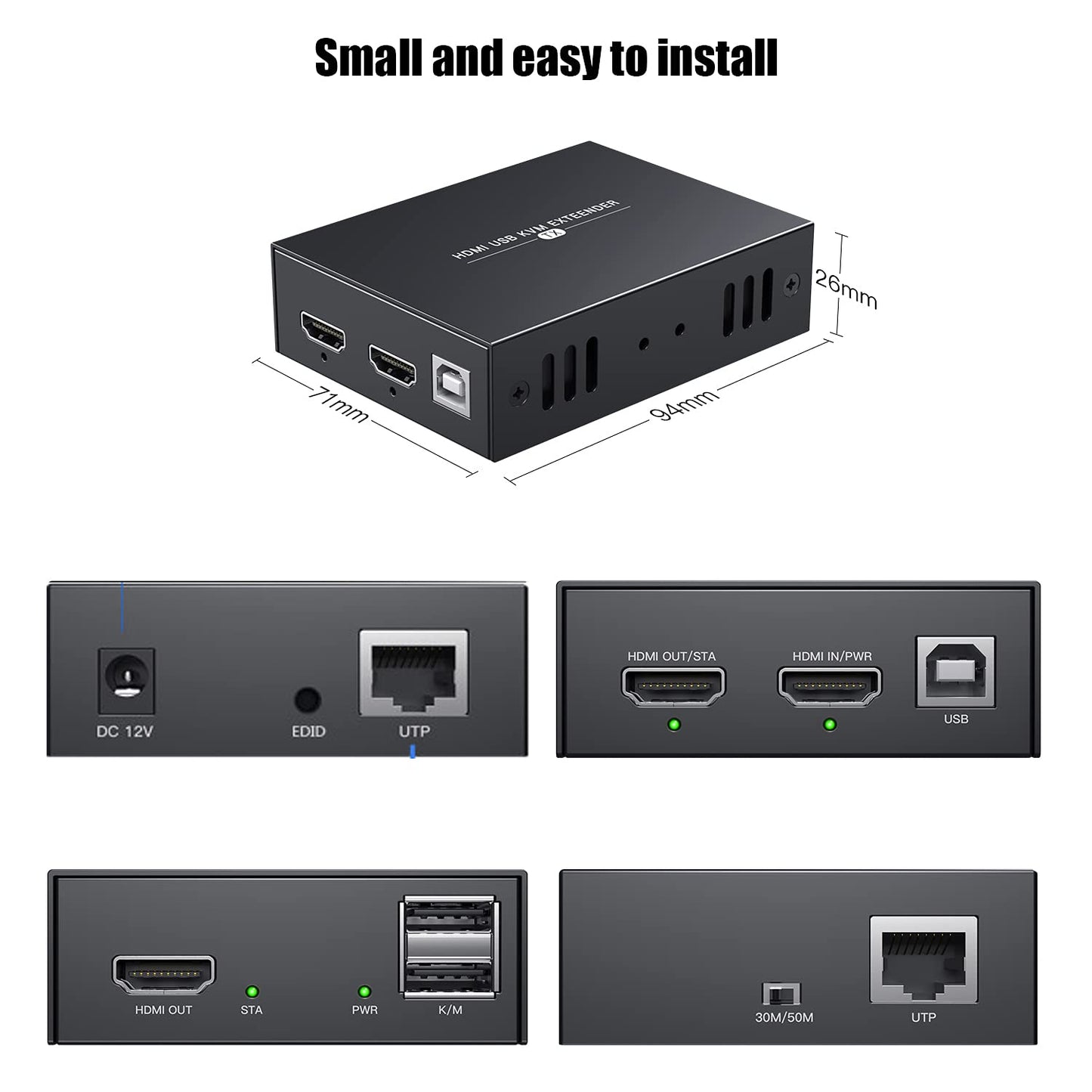 HDMI KVM USB Extender 147Ft /45M Trasmissione Su Single Cat5E / 6/7 Full HD 1080P Supporto Loop Out Funzione EDID 3D