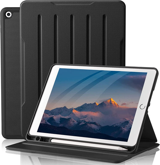 Cover per Ipad 9A 8A 7A Generazione Cover Ipad 10,2 Pollici Con Portapenne, Custodia per Ipad 2021/2020/2019, Smart Cover Con Auto Sveglia/Sonno, Custodia Protettiva Antiurto, Nero