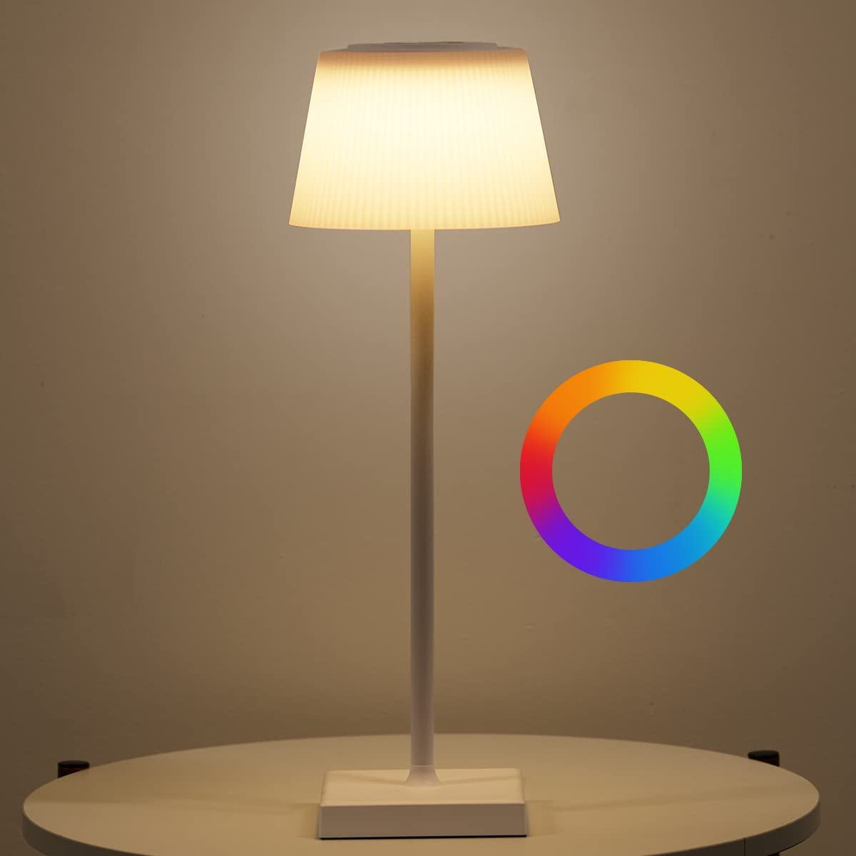 Lampada Da Tavolo LED Ricaricabile Senza Fili, RGB Lampada Touch Sense Dimmerabile 8 Colori per Camera, Ufficio, Bar, Ristoranti