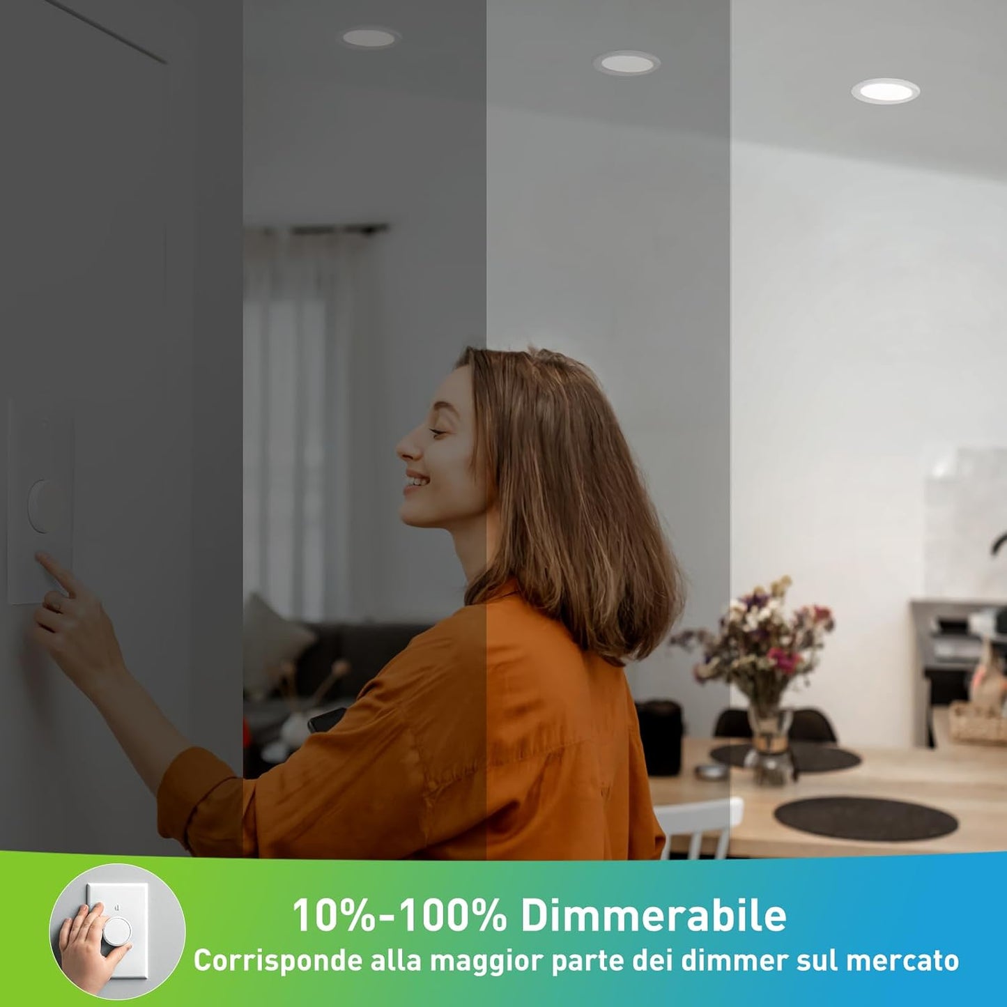 10X Faretti LED Da Incasso 230V 12W 1080 Lumen, LED Downlights 5 Temperature Selezionabili Dimmerabile, IP54 Spot LED Incasso per Bagno Camera Da Letto Soggiorno