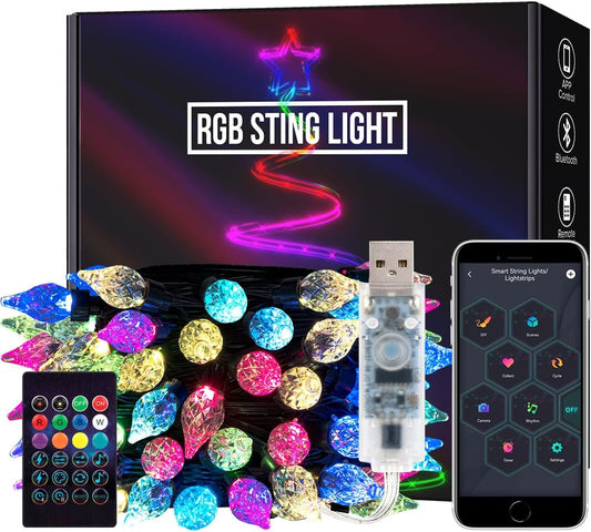 Catena Luminosa a Forma Di Fragola WS2812B IC 5M 25LED Impermeabile RGB IC Musica Sync USB LED Catena Luminosa Con Telecomando IR per Natale Festival Festa Decorazione