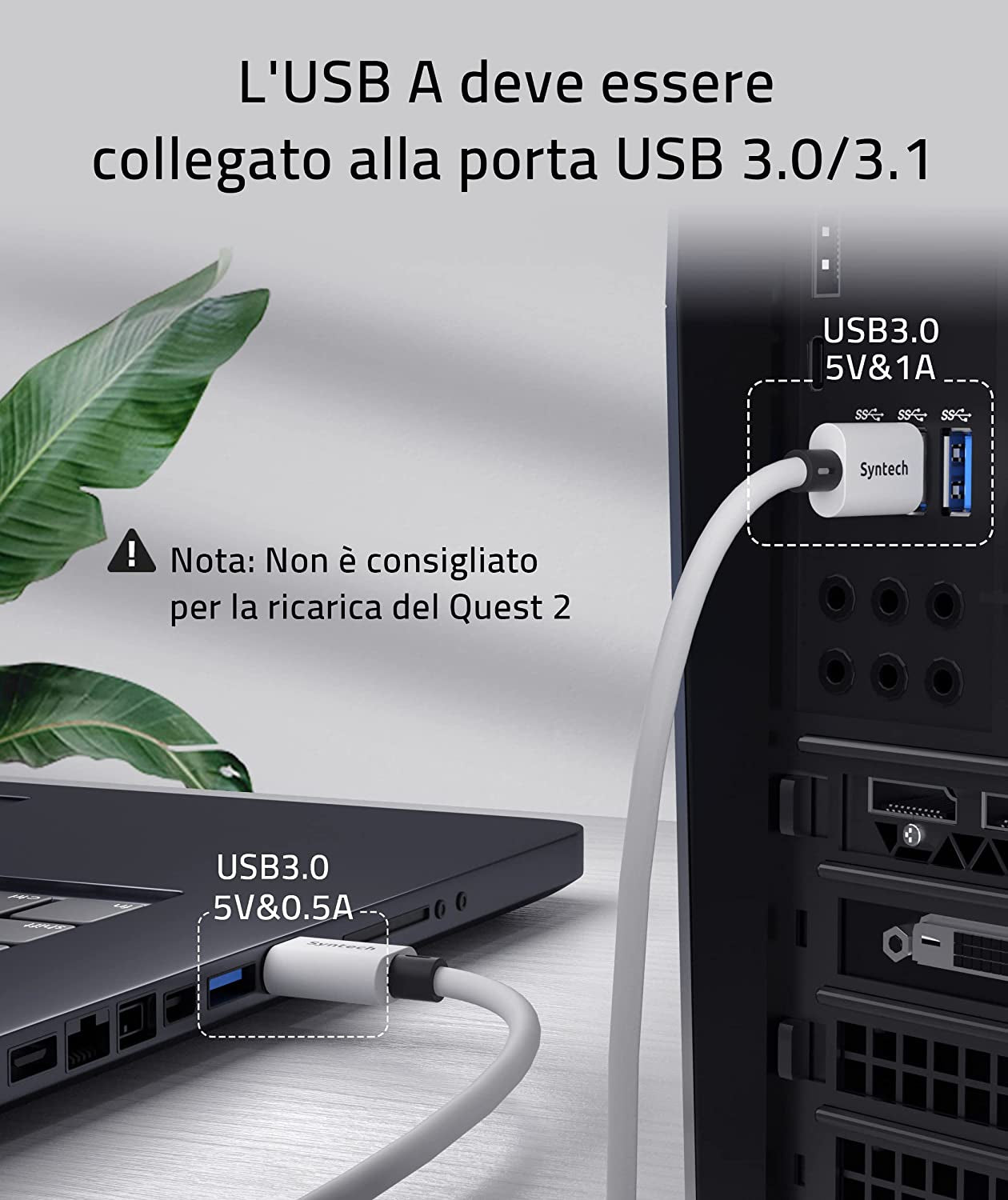 Cavo Link 5 Metri Compatibile Con Oculus/Meta Quest 3/2/Pro Und Pico4/Pro Accessori, Trasferimento Dati PC Ad Alta Velocità, Link Cavo USB 3.0 a USB C per Visore VR E PC Da Gioco