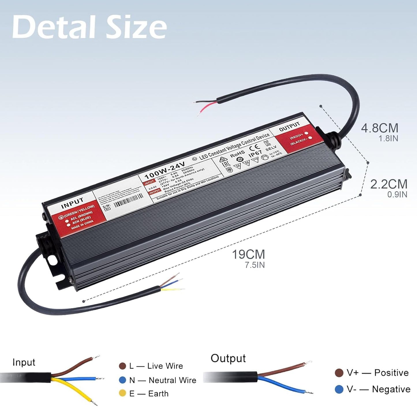 24V Trasformatore LED 100W Impermeabile IP67 Alimentatore LED Driver 4,2A Slim Transformer AC 220V a DC 12V LED Netzteil Interruttore Adattatore,Trasformatori Tensione Costante Bassa Tensione