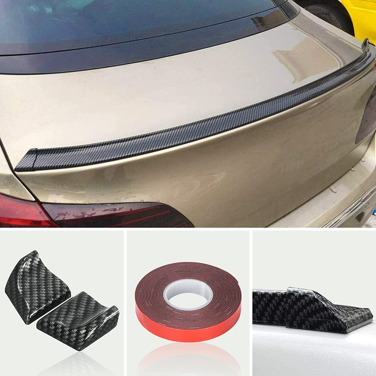 Spoiler Posteriore per Auto, 1,5 M, Universale, in Fibra Di Carbonio, Copertura per Alettone Posteriore Ell’Auto, Protezione 100% Impermeabile, Colore Nero