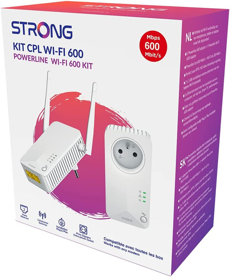 Confezione Da 2 Prese CPL Da 600 Mbps, Presa Filtrata E Porta Ethernet, Compatibile Con Box Internet, Ideale per Multitv, Nessuna Configurazione, Pronta All'Uso (2 CPL600 Mbt/Porta RJ45)